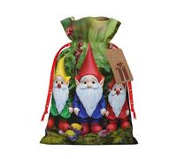 HGFVY Gnomos divertidos de Navidad, 1 bolsa de mano con cordón de 8.3 x 11.8 pulgadas para regalo de Navidad y almacenamiento y con etiquetas de regalo de papel kraft