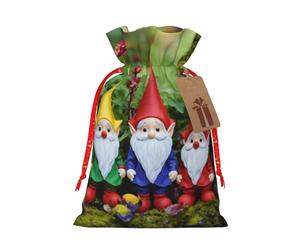 HGFVY Gnomos divertidos de Navidad, 1 bolsa de mano con cordón de 8.3 x 11.8 pulgadas para regalo de Navidad y almacenamiento y con etiquetas de regalo de papel kraft