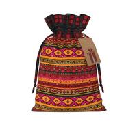 HGFVY Mexican Folk Art Boho 1 bolsa de mano con cordón de 8.3 x 11.8 pulgadas para regalo de Navidad y almacenamiento y con etiquetas de regalo de papel kraft