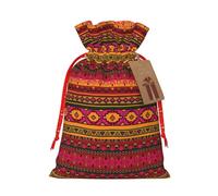 HGFVY Mexican Folk Art Boho 1 bolsa de mano con cordón de 8.3 x 11.8 pulgadas para regalo de Navidad y almacenamiento y con etiquetas de regalo de papel kraft