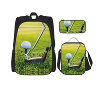 Hgfvy Mochila ligera para campo de golf con bolsa de almuerzo aislada y estuche para lápices, Negro -, Talla única