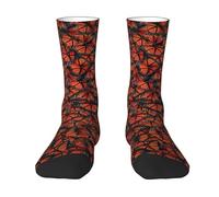 HGFVY Monarch Butterflies - Calcetines de media pantorrilla con estampado de mariposas y bloques de color, para adultos, a juego, buena elasticidad sin presión en los pies, Blanco, talla única