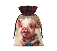 HGFVY Naughty Pig Baby - 1 bolsa de mano con cordón de 8.3 x 11.8 pulgadas para regalo de Navidad y almacenamiento y con etiquetas de regalo de papel kraft