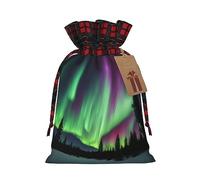 HGFVY Northern Lights Painting - 1 bolsa de mano con cordón de 8.3 x 11.8 pulgadas para regalo de Navidad y almacenamiento y con etiquetas de regalo de papel kraft