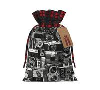 HGFVY Retro Cool Camera Collection 1 bolsa de mano con cordón de 8.3 x 11.8 pulgadas para regalo de Navidad y almacenamiento y con etiquetas de regalo de papel kraft