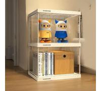 Hggdsac Estantería de Libros, Estanteria Almecenaje, Vitrina de acrílico, Grande capacidade de Carga, Fácil instalación, a Prueba de Polvo, para Salón, Dormitorio 2 Niveles: L×W×H:40 * 33 * 64cm