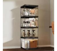 Hggdsac Estantería de Libros, Estanteria Almecenaje, Vitrina de acrílico, Grande capacidade de Carga, Fácil instalación, Diseño apilable, para Salón, Dormitorio Negro 4 Niveles: L×W×H:40 * 33 * 124cm