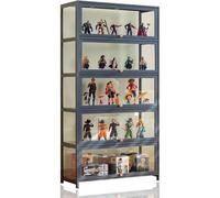 Hggdsac Vitrina, Vitrina Expositora Multifuncional, Vitrinas para Colecciones Expositora, Sellado Prueba de Polvo, fácil de Instalar, Grande capacidade de Carga, 5 Capas, 70cm×33cm×172cm-Gris