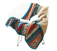 Hggzeg Manta de forro polar de coral suave, cálida, diseño a rayas coloridas, manta de viaje, para dormitorio, sala de estar, oficina, 127 x 152 cm (a rayas en colores)