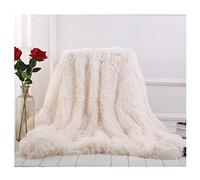 Hggzeg Manta larga súper suave, elegante y acogedora manta decorativa de piel sintética para sofá, silla y cama (blanco, 200 x 230 cm)