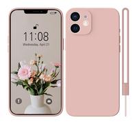 HGH Funda de silicona para iPhone 11 con cordón para iPhone 11, ultrafina, protección completa con forro interior de microfibra suave, protección para cámara para iPhone 11, rosa nuda