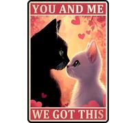 HGIEJPTIK Letrero de metal con diseño de gato, con texto en inglés "You And Me We Got This", para dormitorio, bar, cafetería, decoración de pared, 30,5 x 40,6 cm