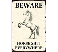 HGIEJPTIK Letrero de metal con texto en inglés "Beware Horse Everywhere For The Courtyard", decoración de Ma She Farm, 30,5 x 40,6 cm