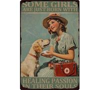 HGIEJPTIK Letrero de metal con texto en inglés "Some Girls Are Just Bron With Healing Passion In Their Souls For Home Office Yard Bearoom Cafe Wall Decor 8 x 12 pulgadas
