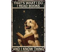 HGIEJPTIK Letrero de metal con texto en inglés "That's What I Do I Read Books And I know Thing For Bedroom Library Cofe Office Wall Decor 8 x 12 pulgadas
