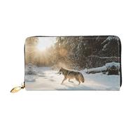 HGIUYDRD A Playful Little Cat - Cartera para mujer, elegante y compacta con diseño de dos caras, Lobo en la nieve, Talla única