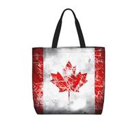 HGIUYDRD Bolsa de hombro con cremallera grande con estampado de bandera de España, bolsa de mano reutilizable para compras, trabajo y viajes diarios, Bandera retro de Canadá, Talla única
