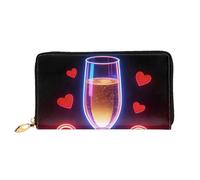 HGIUYDRD Cartera colorida con estampado de corazón de vino para mujer, elegantes carteras pequeñas compactas con diseño de dos caras de impresión completa, Corazón de vino colorido, Talla única