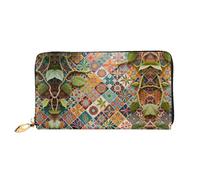 HGIUYDRD Cartera para mujer con estampado de plumas de pavo real, elegantes carteras pequeñas compactas con diseño de dos caras de impresión completa, Hermosa cuadrícula, Talla única