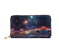 HGIUYDRD Cartera para mujer con estampado de plumas de pavo real, elegantes carteras pequeñas compactas con diseño de dos caras de impresión completa, Planetas operativos, Talla única