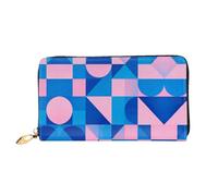 HGIUYDRD Cartera para mujer con estampado geométrico azul y morado, elegantes carteras pequeñas compactas con diseño de dos caras de impresión completa, Geometría azul y rosa, Talla única