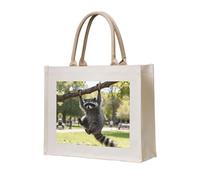 HGIUYDRD Deconstructing the Silhouette - Bolsa de lona reutilizable para comestibles, bolsa de playa y regalo de la Copa del Mundo para uso diario, Ramas trepadoras de mapaches, Talla única