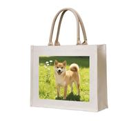 HGIUYDRD Deconstructing the Silhouette - Bolsa de lona reutilizable para comestibles, bolsa de playa y regalo de la Copa del Mundo para uso diario, Lovely Shiba Inu, Talla única