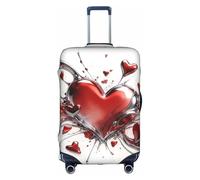 HGIUYDRD Funda de equipaje con estampado de corazón transparente rosa - Fundas de maleta para equipaje con tela elástica elástica, cuatro tamaños, Corazón rojo llama, L