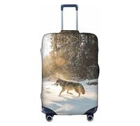 HGIUYDRD Funda de equipaje con estampado de girasol amarillo - Fundas de maleta para equipaje con tela elástica elástica, cuatro tamaños, Lobo en la nieve, L