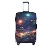 HGIUYDRD Funda de equipaje con estampado de plumas de pavo real, fundas de maleta para equipaje con tela elástica elástica, cuatro tamaños, Planetas operativos, S