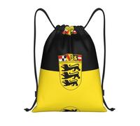 HGIUYDRD Mochila ligera con cordón y estampado de bandera alemana, elegante bolsa de gimnasio y bolsa de playa para viajes y fitness, Bandera del estado de Baden-wurtemberg, S