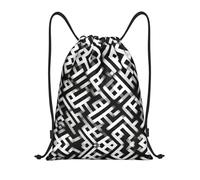 HGIUYDRD Mochila ligera con estampado de burbujas pequeñas con cordón, elegante bolsa de gimnasio y bolsa de playa para viajes y fitness, Cuadrícula blanca y negra, M