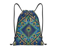 HGIUYDRD Mochila ligera con estampado de burbujas pequeñas con cordón, elegante bolsa de gimnasio y bolsa de playa para viajes y fitness, plumas de pavo real, S