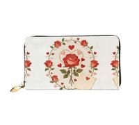 HGIUYDRD The Point of Palm Print - Cartera para mujer, elegante y compacta con diseño de dos caras de impresión completa, Corona de rosas, Talla única