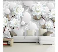 hgjdjhnf Globo cúbico simple blanco con flores 3D de seda para sala de estar, sofá, dormitorio, comedor, decoración del hogar, 300 cm x 210 cm