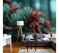 hgjdjhnf Papel pintado con gotas de rocío y agujas de pino, paisaje invernal, para salón o dormitorio, rojo y verde, 400 x 280 cm