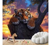 hgjdjhnf Papel pintado de tigre, animales salvajes, felinos depredadores, papel pintado no tejido para sala de estar, dormitorio, habitación infantil, decoración de pared, 250 cm x 175 cm.