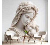 hgjdjhnf Papel pintado fotográfico 3D de lujo, estatua clásica de mármol, panorama, naturaleza, sala de estar, dormitorio, papel pintado beige, efecto 3D, decoración de pared, 150 cm x 105 cm
