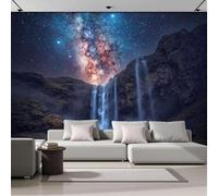 hgjdjhnf Papel pintado fotográfico 3D de una cascada de la Vía Láctea y un paisaje islandés, tejido de seda, adecuado para dormitorios, salones y televisores, 200 cm x 140 cm