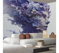 hgjdjhnf Papel pintado fotográfico abstracto con efecto 3D: póster de tela de seda con cabeza de figura giratoria morada, para sala de estar y dormitorio, 200 cm x 140 cm