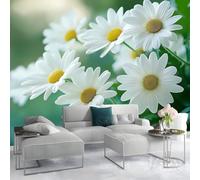 hgjdjhnf Papel pintado fotográfico con margaritas y hojas verdes, efecto 3D, papel pintado no tejido, moderno, para sala de estar, dormitorio, habitación infantil, TV, fondo de pared, 150 x 105 cm.