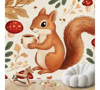 hgjdjhnf Papel pintado fotográfico de ardillas, animales del bosque, para habitación infantil, no tejido, para salón, dormitorio, decoración de pared, 430 cm x 300 cm.