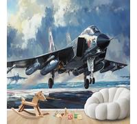 hgjdjhnf Papel pintado fotográfico de avión militar, avión de caza, decoración para habitación infantil, sala de estar, dormitorio, 300 cm x 210 cm.