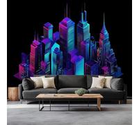 hgjdjhnf Papel tapiz fotográfico 3D con efecto de ciencia ficción, horizonte urbano, no tejido, panorámico, motivo negro, para sala de estar, dormitorio, TV, fondo, 150 cm x 105 cm