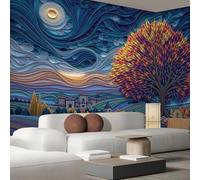 hgjdjhnf Papel tapiz fotográfico artístico en rollo de papel, paisaje de pueblos en las colinas, árboles, papel tapiz no tejido para sala de estar, dormitorio infantil, 150 cm x 105 cm