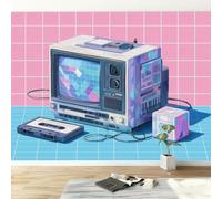 hgjdjhnf Papel tapiz fotográfico panorámico con diseño geométrico rosa, póster con efecto 3D para salón, dormitorio, habitación infantil, oficina, TV, fondo decorativo, 430 x 300 cm.