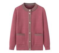 HGJH Cárdigan Ligero clásico para señoras Mayores,cárdigan de Punto para Mediana Edad y Ancianos,señora Mayor,Top Informal,Abrigo para Abuela,Primavera,otoño,Ropa para Madre,suéter cálido,Rosa,L