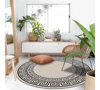 HGJHJJHK Alfombra de área Redonda de área Redonda Alfombra sin Deslizamiento alfombras de Pila Corta Patrón geométrico Beige Alfombras Redondas para la Sala de Estar Decoración de viveros, Ø 120 cm