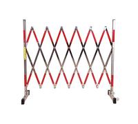 HGJHJJHK Barricada de metal expandible industrial, puerta de seguridad expandible, valla de tráfico retráctil para estación de autobuses de metro, aeropuerto (color: rojo y plateado, tamaño: 5 x 9.8