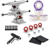 HGJHJJHK Camión de Skateboard: camión de patineta de Camiones estándar de Skate 2pcs con Accesorio de rodamiento de Almohadillas para la Almohadilla de la Rueda de Skate, Blanco Plateado